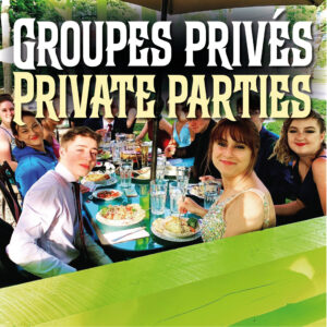 A group of high school students dressed up to celebrate their graduation, sitting on the patio at Le Moque-Tortue, in Shediac, NB