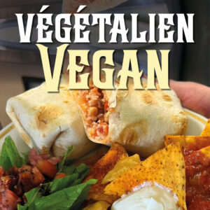 A rice and corn burrito served with a tomato salad and nacho chips. Le Moque-Tortue in Shediac, NB offers a host of vegan and vegetarian choices